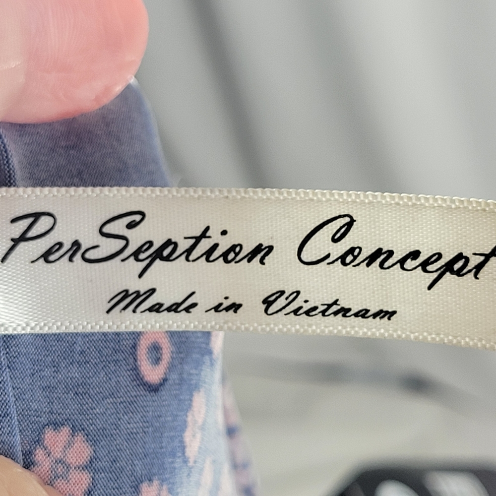 PerSeption Concept Navy/Orange/White Paisley Ladder Cut Shoulders Size XLarge - Picture 7 of 9